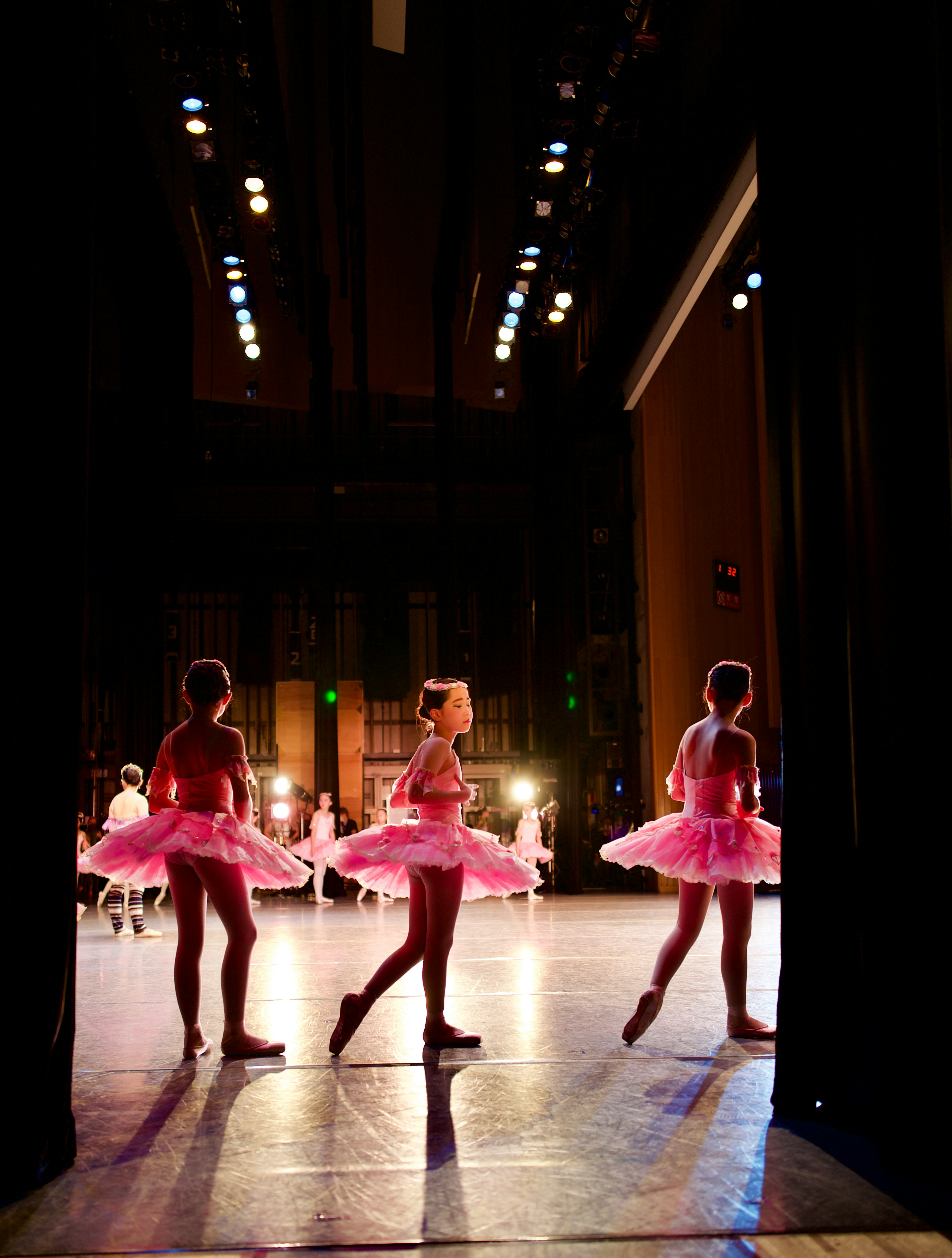 2 girls in pink dresses walking on hallway